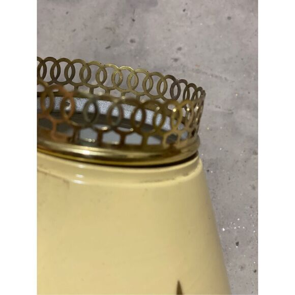 Vintage Small Toleware Metal Lamp Shade Stencil Wheat Ivory and Gold - Picture 2 of 3